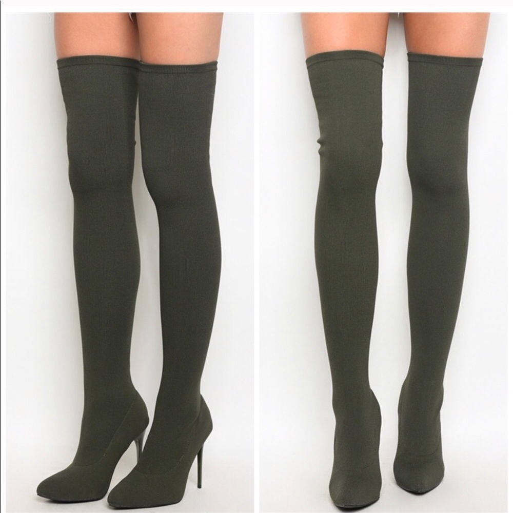 Over the knee green olive boots thigh high size 8
